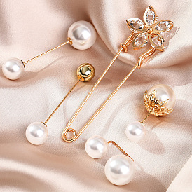 Chic Pearl Scarf Clip Set with Waist Pin & Zirconia Brooch - Anti-Slip Accessory for Women