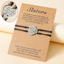 Personalized Heart-Shaped Braided Friendship Bracelet with Laser Engraved Message