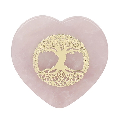 Natural Rose Quartz Love Heart Figurines Statues for Home Office Desktop Decoration