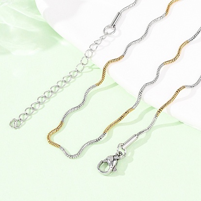 1.5Ммм, двухцветная 304 цепочка-колье из нержавеющей стали в форме волны для женщин