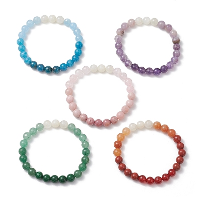 Круглые браслеты из натурального камня стрейч из бисера