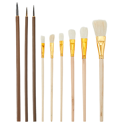 9шт 9 стили деревянная кисть, с бамбуковой ручкой-кистью для китайской каллиграфии