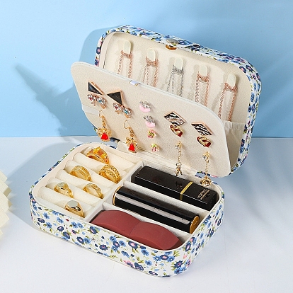 Double Layer PVC Jewelry Organizer Case, for Necklaces, Rings, Earrings and Pendants, Rectangle