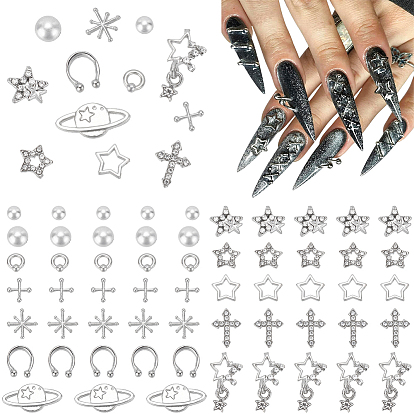 145 Stück 3 Stile Strass-Cabochons aus Kunststoff, Harz und Zinklegierung, Nagelkunstdekoration Zubehör, Mischformen