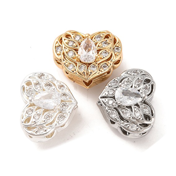 Латунные микропаве из прозрачного кубического циркония, без кадмия, без никеля и без свинца, сердце