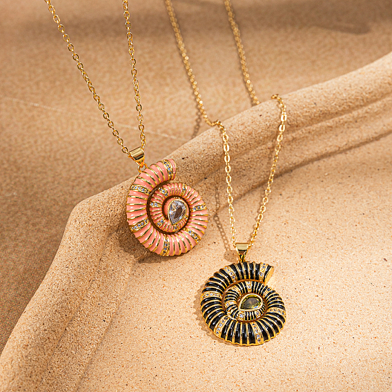 Ожерелье с подвеской из латунной эмали и ракушкой на берегу океана, женская элегантная цепочка на ключицу