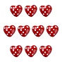 10Pcs Baking Paint Glass Beads, Polka Dot Heart