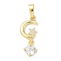 Латунные микро проложить кубического циркония подвески, без кадмия и без свинца, луна со звездными чарами