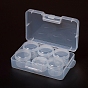 Plastic Bead Containers, Flip Top Bead Storage, Removable, 6 Compartments, Rectangle