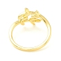 Brass Leaf Wrapped Open Cuff Ring for Women, Cadmium Free & Lead Free