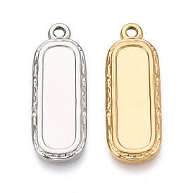304 Настройки кабошон из нержавеющей стали кулон, прямоугольные