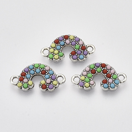 Соединители из сплава с античным серебристым оттенком, cmолой, радуга