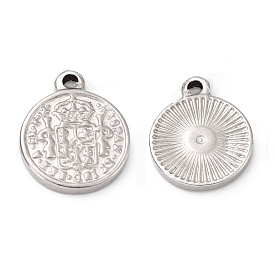 304 Stainless Steel Coin Pendants, Hispan Et Ind Rex Coin