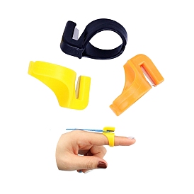 Aguja de hoja de dedo de plástico, cortador de hilo de anillo de costura dedal, accesorio para máquina de coser doméstica diy