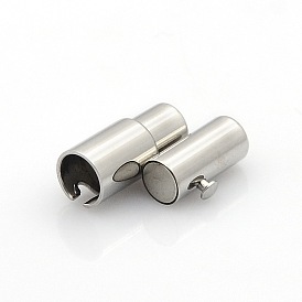 304 Stainless Steel Smooth Surface Locking Tube Magnetic Clasps, Column, 17x6x5mm, Hole: 3mmm