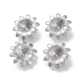 304 Stainless Steel Bead Caps, Multi-Petal, No Hole/Undrilled, Flower