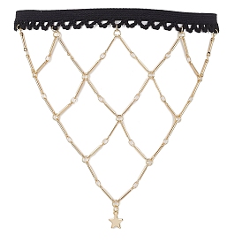 Эластичные цепи для ног из полиэстера, с латунными звеньями цепи и 304 подвесками в виде звезд из нержавеющей стали