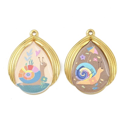 Печатные 304 подвески из нержавеющей стали, слезинка с улиткой, вакуумное покрытие pvd, реальный 18 k позолоченный