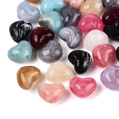 Two Tone Opaque Acrylic Beads, Imitation Gemstone, Heart