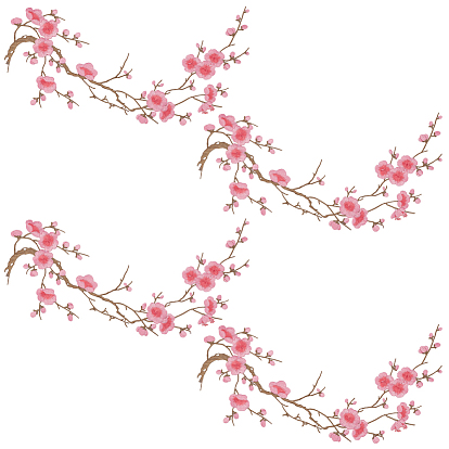 4шт. полиэстеровая ткань для вышивки в виде цветков сливы, пришивные аппликации, швейные украшения