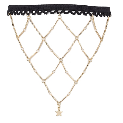 Эластичные цепи для ног из полиэстера, с латунными звеньями цепи и 304 подвесками в виде звезд из нержавеющей стали