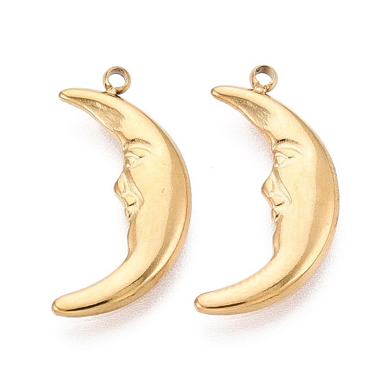 304 подвески из нержавеющей стали, луна с очарованием лица, ионное покрытие (ip), долговечный