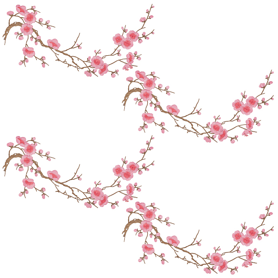 4шт. полиэстеровая ткань для вышивки в виде цветков сливы, пришивные аппликации, швейные украшения