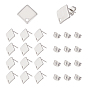 304 Stainless Steel Stud Earring Findings, with Loop and Ear Nuts, Rhombus