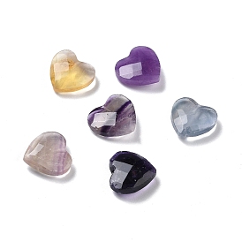 Natural Fluorite Beads, Faceted, Half Drilled, Heart