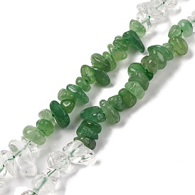 Natural Quartz Crystal & Green Aventurine Beads Strands, Chip