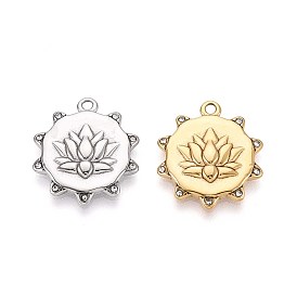304 из нержавеющей стали горный хрусталь подвески, цветок лотоса