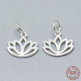 925 Sterling Silver Charms, with Jump Ring, with 925 Stamp, Lotus