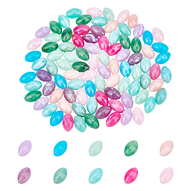 Nbeads 100Pcs 10 Colors Oval Imitation Gemstone Acrylic Beads