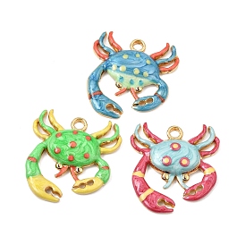 304 Stainless Steel with Enamel Pendants, Crab Charms, Golden