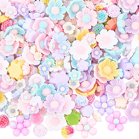 300 шт 6 стили кабошоны из непрозрачной смолы, прорезиненный стиль, цветок