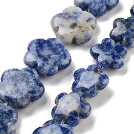 Perles de jaspe tache bleue naturelle, fleur