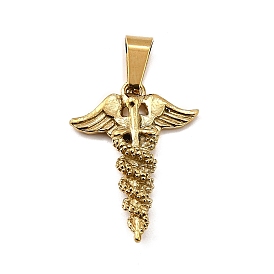 304 подвески из нержавеющей стали, кадуцей символ для медицинских чар, ионное покрытие (ip)