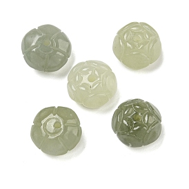 Natural Nephrite Jade/Hetian Jade Carved Beads, Flower