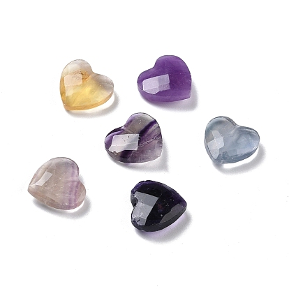 Natural Fluorite Beads, Faceted, Half Drilled, Heart