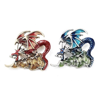 Броши со стразами дракона, эмалевые булавки, значок из сплава для унисекс