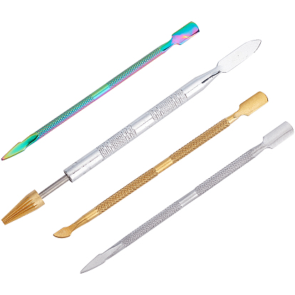4 Pcs Stainless Steel Tool Kits, Including Cuticle Pusher and Cutter, Skin Push and Leather Edge Dye Pen
