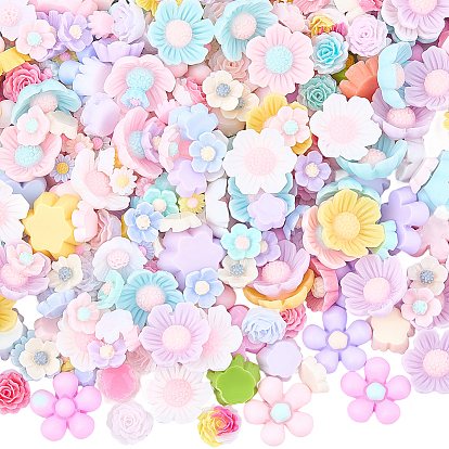 300 шт 6 стили кабошоны из непрозрачной смолы, прорезиненный стиль, цветок