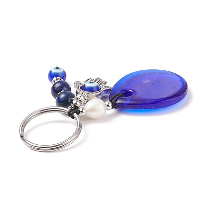 Beaded Lapis Lazuli Keychain 
