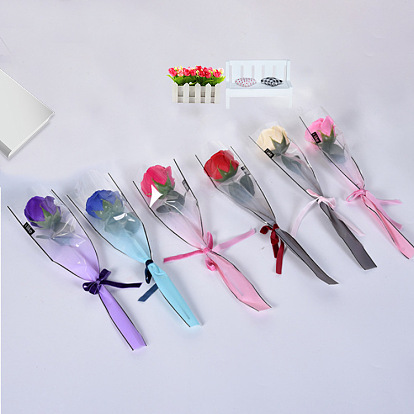 Bolsas de regalo de plástico de polipropileno orientado (opp), bolsas de embalaje de una sola rosa, bolsa de ramo de flores para san valentin