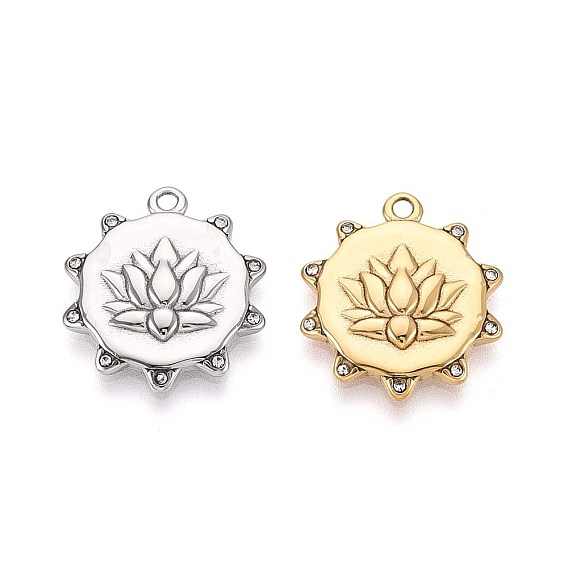 304 из нержавеющей стали горный хрусталь подвески, цветок лотоса