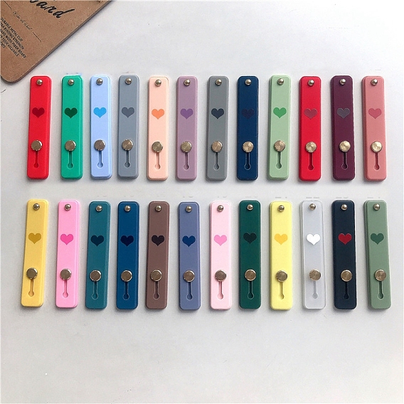 Rectangle with Heart Pattern Silicone Phone Strap Grip Holder Finger, Telescopic Phone Finger Strap Stand, Universal Finger Kickstand