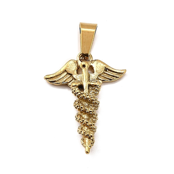 304 подвески из нержавеющей стали, кадуцей символ для медицинских чар, ионное покрытие (ip)