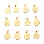 Golden Plated 304 Stainless Steel Charms, Flat Round with Constellations Pattern