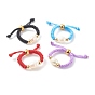 Nylon Rings, with Pearl & Brass Beads, Oval