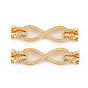 Brass Micro Pave Clear Cubic Zirconia Fold Over Clasps, Nickel Free, Infinity